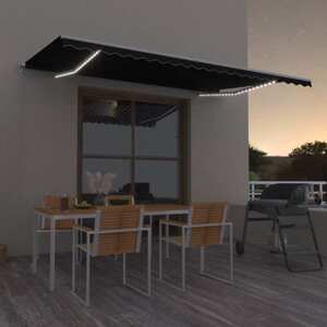 vidaXL Ručne zaťahovacia markíza s LED 500x300 cm antracitová