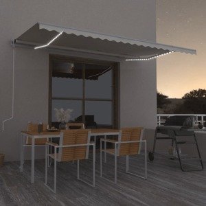 vidaXL Automatická markíza, LED a senzor vetra 500x300 cm, krémová