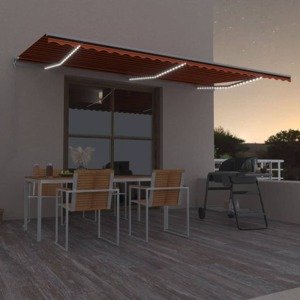 vidaXL Ručne zaťahovacia markíza s LED 600x300 cm oranžovo-hnedá