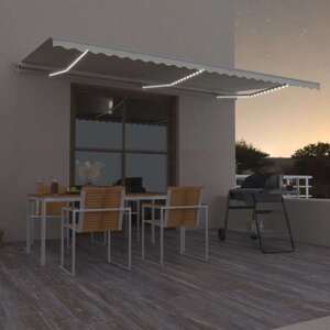 vidaXL Automatická markíza, LED a senzor vetra 600x300 cm, krémová