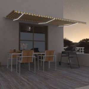 vidaXL Automatická markíza, LED a senzor vetra 600x300 cm, žltá/biela