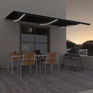 vidaXL Automatická markíza, LED a senzor vetra 600x300 cm, antracitová