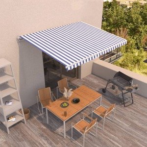vidaXL Ručne zaťahovacia markíza 450x350 cm modrá a biela