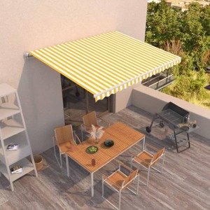 vidaXL Ručne zaťahovacia markíza 450x350 cm žltá a biela