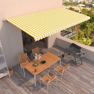 vidaXL Automaticky zaťahovacia markíza 600x350 cm žltá a biela