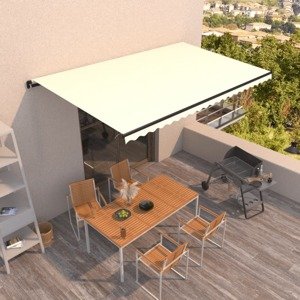 vidaXL Ručne zaťahovacia markíza 500x300 cm krémová