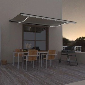 vidaXL Ručne zaťahovacia markíza s LED 500x300 cm krémová