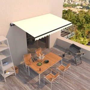 vidaXL Automaticky zaťahovacia markíza 400x350 cm krémová