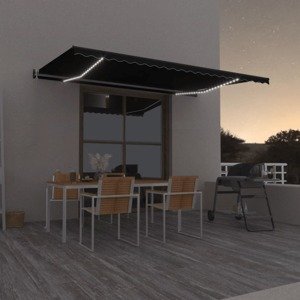 vidaXL Automatická markíza, LED a senzor vetra 500x350 cm, antracitová