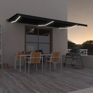 vidaXL Ručne zaťahovacia markíza s LED 600x350 cm antracitová