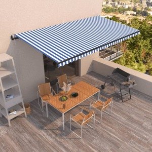 vidaXL Automaticky zaťahovacia markíza 600x350 cm modrá a biela