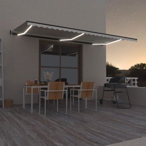 vidaXL Automatická markíza, LED a senzor vetra 600x350 cm, krémová