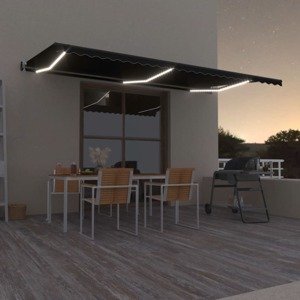 vidaXL Automatická markíza, LED a senzor vetra 600x350 cm, antracitová