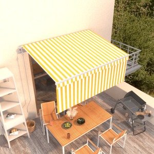 vidaXL Automatická markíza s tienidlom 3x2,5 m žlto-biela