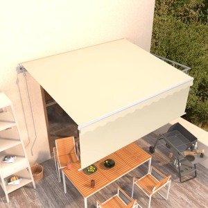 vidaXL Automatická markíza s tienidlom 4x3m krémová