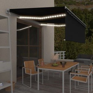 vidaXL Automatická markíza tienidlo&LED&senzor vetra 4x3m antracitová