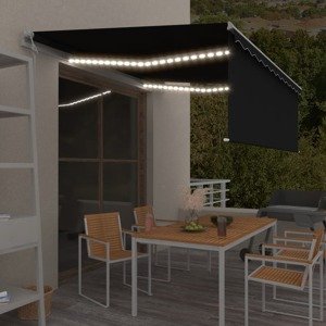 vidaXL Automatická markíza tienidlo&LED&senzor vetra antracitová