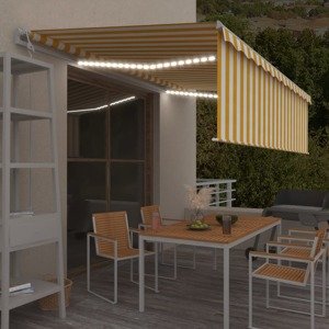 vidaXL Automatická markíza tienidlo&LED&senzor vetra 5x3 m žlto-biela