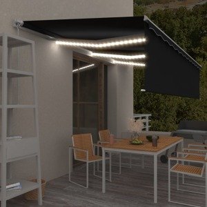 vidaXL Ručne zaťahovacia markíza s tienidlom a LED 6x3m antracitová