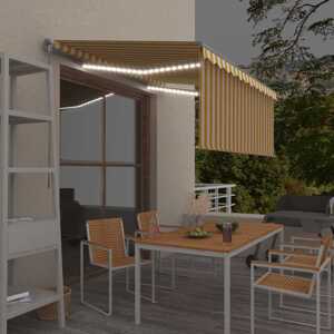 vidaXL Ručne zaťahovacia markíza s tienidlom&LED 3,5x2,5 m žlto-biela