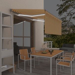 vidaXL Automatická markíza tienidlo&LED&senzor vetra žlto-biela