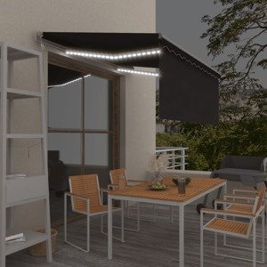 vidaXL Automatická markíza tienidlo&LED&senzor vetra antracitová