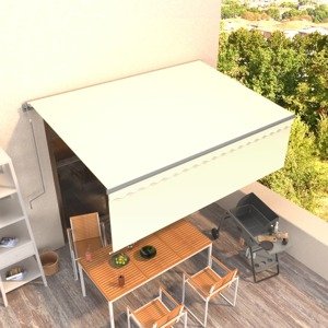 vidaXL Automatická markíza s tienidlom 4x3m krémová