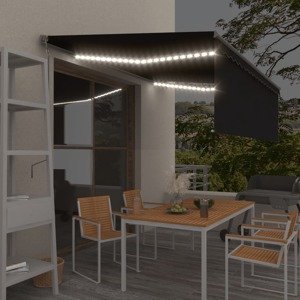 vidaXL Automatická markíza tienidlo&LED&senzor vetra antracitová