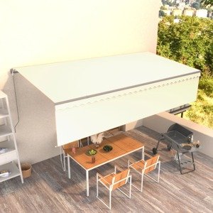 vidaXL Ručne zaťahovacia markíza s tienidlom 6x3m krémová