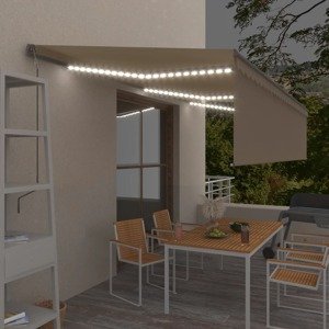 vidaXL Automatická markíza tienidlo&LED&senzor vetra 6x3 m krémová