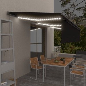 vidaXL Automatická markíza tienidlo&LED&senzor vetra 6x3 m antracitová