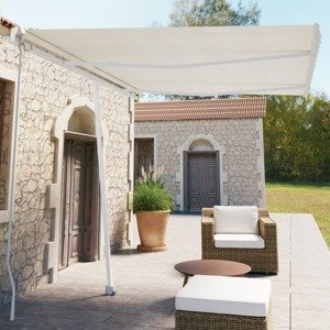 vidaXL Samostatne stojaca ručne zaťahovacia markíza 350x250 cm krémová