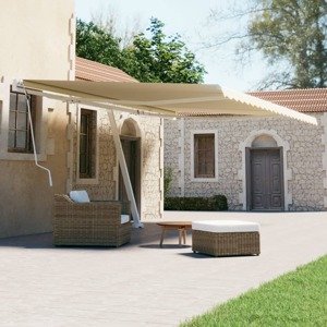 vidaXL Samostatne stojaca ručne zaťahovacia markíza 500x300 cm krémová