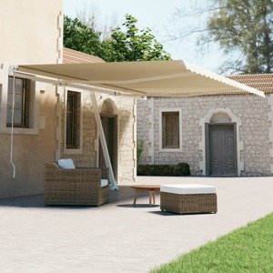 vidaXL Samostatne stojaca automatická markíza 500x300 cm krémová