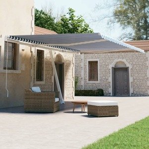 vidaXL Samostatne stojaca automatická markíza 600x300 cm modro-biela