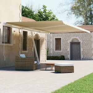 vidaXL Samostatne stojaca automatická markíza 600x300 cm krémová