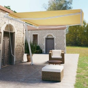 vidaXL Voľne stojaca ručne zaťahovacia markíza 450x350 cm, žlto biela