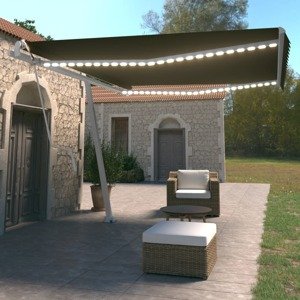 vidaXL Automatická markíza, LED a senzor vetra 450x350 cm, antracitová