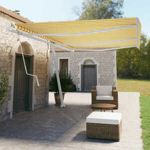 vidaXL Samostatne stojaca automatická markíza 600x350 cm žlto-biela