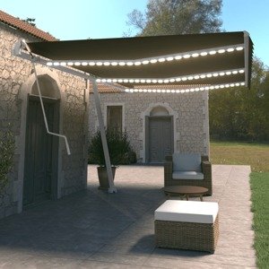 vidaXL Automatická markíza, LED a senzor vetra 600x350 cm, antracitová
