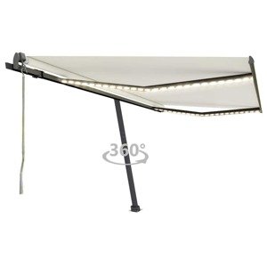 vidaXL Automatická markíza s LED a senzorom vetra 400x300 cm krémová