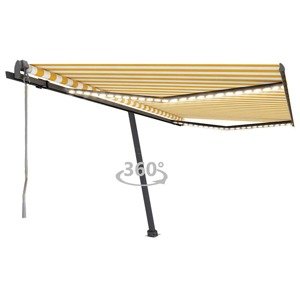 vidaXL Automatická markíza s LED a senzorom vetra 400x300cm žlto-biela