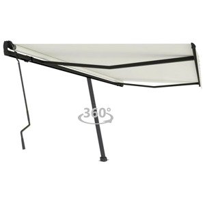 vidaXL Samostatne stojaca ručne zaťahovacia markíza 450x300 cm krémová