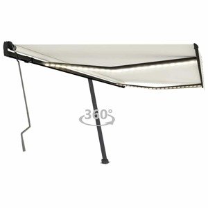 vidaXL Ručne zaťahovacia markíza s LED 450x300 cm krémová