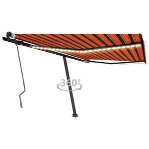 vidaXL Ručne zaťahovacia markíza s LED 450x300 cm oranžovo-hnedá