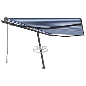 vidaXL Samostatne stojaca automatická markíza 450x300 cm modro-biela