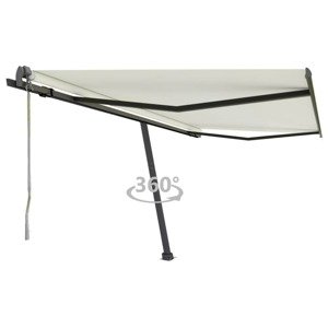 vidaXL Samostatne stojaca automatická markíza 450x300 cm krémová