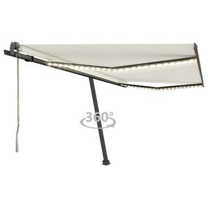 vidaXL Automatická markíza s LED a senzorom vetra 450x300 cm krémová