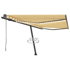vidaXL Automatická markíza s LED a senzorom vetra 450x300cm žlto-biela