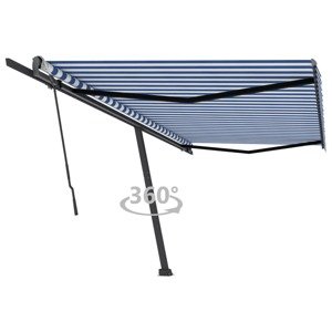 vidaXL Voľne stojaca ručne zaťahovacia markíza 500x300 cm modro-biela